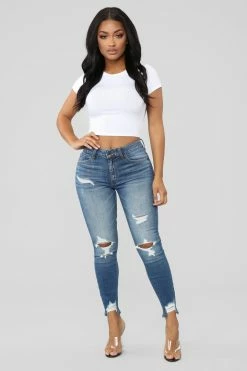 Fashion Nova Skinny Jeans Ego Trip Mid Rise Jeans - Medium Blue Wash