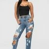 Fashion Nova Janelle Boyfriend Jeans - Medium Blue Wash