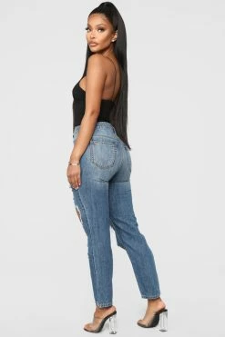 Fashion Nova Janelle Boyfriend Jeans - Medium Blue Wash