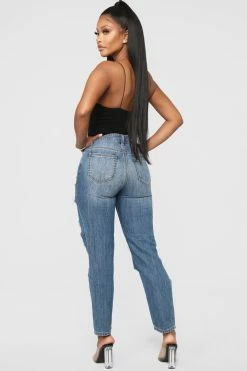 Fashion Nova Janelle Boyfriend Jeans - Medium Blue Wash