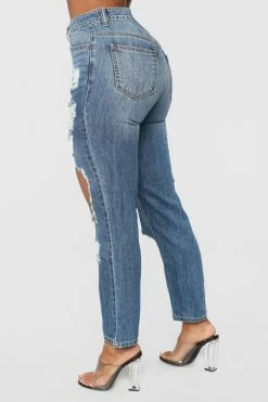 Fashion Nova Janelle Boyfriend Jeans - Medium Blue Wash