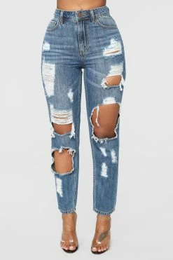 Fashion Nova Janelle Boyfriend Jeans - Medium Blue Wash