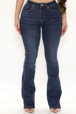 Fashion Nova Slimming Flare Jeans - Dark Wash