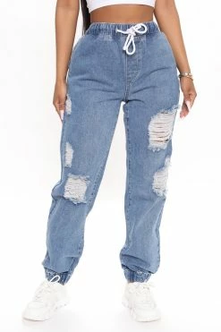 Deals ๐ Fashion Nova Take The Lead Ripped Denim Joggers - Medium Blue Wash ๐ 15 Fashion Nova Take The Lead Ripped Denim Joggers - Medium Blue Wash