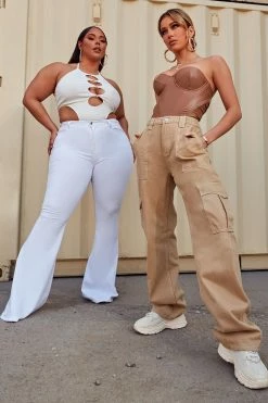 Fashion Nova Tall Santorini Super Stretch Flare Jeans - White Skinny Jeans