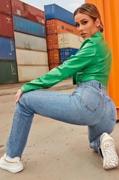 Fashion Nova 90's Babe Straight Leg Jeans - Medium Blue Wash