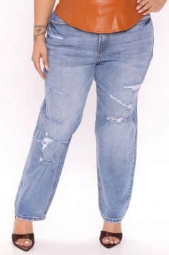 Fashion Nova Stole His Heart Ripped Boyfriend Jeans - Medium Blue Wash