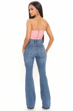 Fashion Nova Tall Road Tripper Ripped Stretch Flare Jeans - Dark Wash