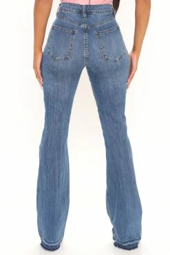 Fashion Nova Tall Road Tripper Ripped Stretch Flare Jeans - Dark Wash
