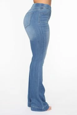 Fashion Nova Start Something Mid Rise Flare Jeans - LightWash