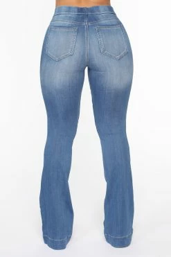Fashion Nova Start Something Mid Rise Flare Jeans - LightWash