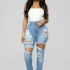 Fashion Nova Play It Again Skinny Jeans - Light Blue Wash