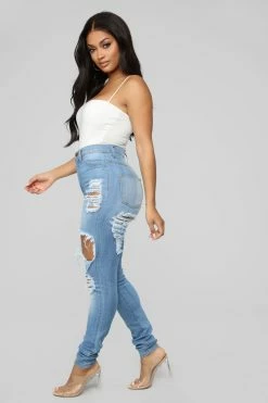 Fashion Nova Play It Again Skinny Jeans - Light Blue Wash
