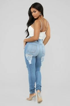 Fashion Nova Play It Again Skinny Jeans - Light Blue Wash