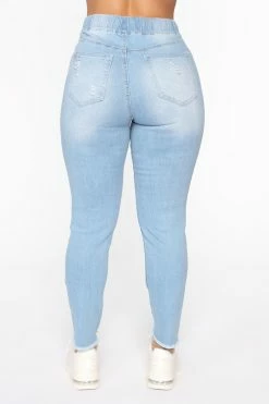 Fashion Nova Skinny Jeans Somewhat The Same Jogger Jeans - Light Blue Wash