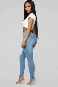 Fashion Nova Fantasea Nights High Rise Jeans - Light Blue Skinny Jeans