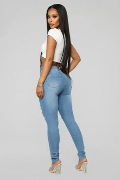 Fashion Nova Fantasea Nights High Rise Jeans - Light Blue Skinny Jeans