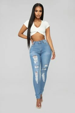 Fashion Nova Fantasea Nights High Rise Jeans - Light Blue Skinny Jeans