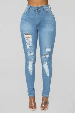 Fashion Nova Fantasea Nights High Rise Jeans - Light Blue Skinny Jeans