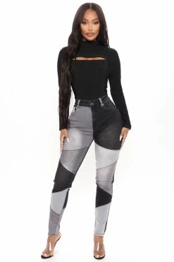 Fashion Nova All Fixed Up Patchwork Skinny Jeans - Black/combo