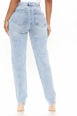 Fashion Nova Took Him By Surprise Slim Fit Boyfriend Jeans - Light Blue Wash Straight Leg Jeans