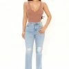 Fashion Nova Skinny Jeans Hailey High Rise Slim Straight Jeans - Light Blue Wash