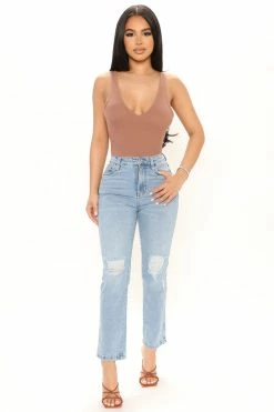 Fashion Nova Skinny Jeans Hailey High Rise Slim Straight Jeans - Light Blue Wash
