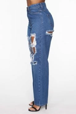 Fashion Nova Back Again Slouch Fit Jeans - Dark Denim Baggy Jeans