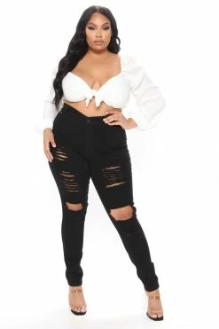 Fashion Nova Say Yes To Distress Jeans - Black Skinny Jeans