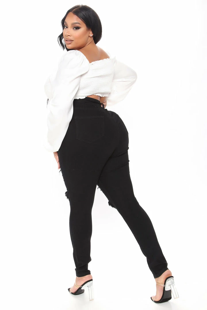 Fashion Nova Say Yes To Distress Jeans - Black Skinny Jeans