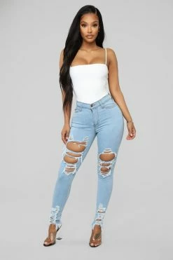 Fashion Nova Tell Your Boy Bye Jeans - Light Blue Wash
