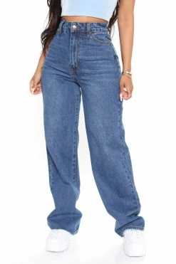 Fashion Nova Outta The Way Non Stretch Straight Leg Jeans - Dark Wash