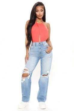 Fashion Nova One And Only Ultra High Rise Ripped Boyfriend Jeans - Medium Blue Wash