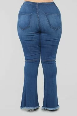 Fashion Nova Don't Break My Heart Flare Jeans - Medium Blue Wash