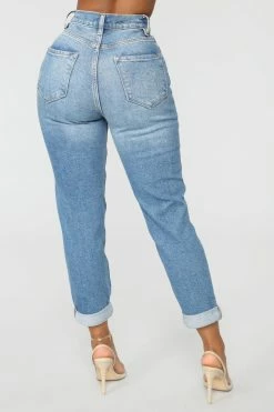 Fashion Nova I Got It From My Mama Distressed Jeans - MediumBlueWash