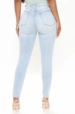 Fashion Nova Skinny Jeans Can't Keep A Secret Ripped Ankle Jeans - Light Blue Wash