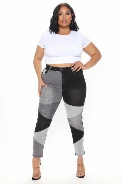 Fashion Nova All Fixed Up Patchwork Skinny Jeans - Black/combo