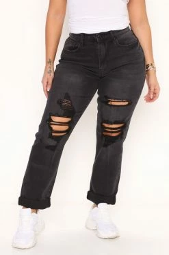Fashion Nova My Best Boyfriend Ripped Jeans - Black Boyfriend Jeans