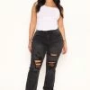 Fashion Nova My Best Boyfriend Ripped Jeans - Black Boyfriend Jeans