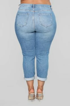 Fashion Nova I Got It From My Mama Distressed Jeans - MediumBlueWash