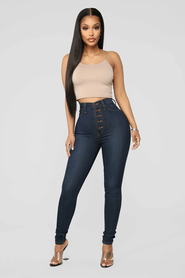 Discount 🔔 Fashion Nova Classic Button Up Skinny 👖 Jeans - Dark Denim 💯 5 Fashion Nova Classic Button Up Skinny Jeans - Dark Denim