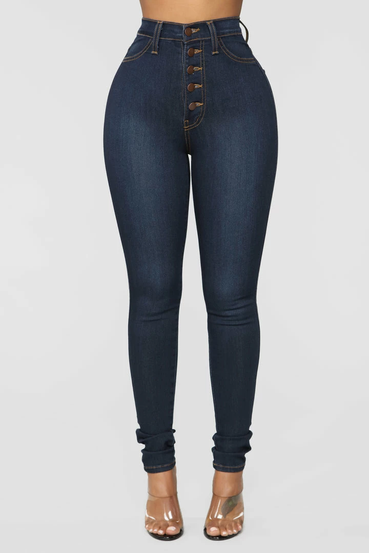 Discount 🔔 Fashion Nova Classic Button Up Skinny 👖 Jeans - Dark Denim 💯 4 Fashion Nova Classic Button Up Skinny Jeans - Dark Denim