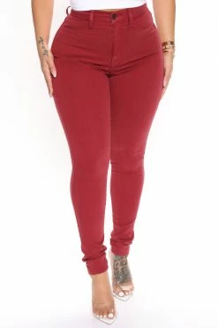 Fashion Nova Classic High Waist Skinny Jeans - Wine