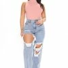 Fashion Nova Sassy Straight Leg Jeans - Light Blue Wash