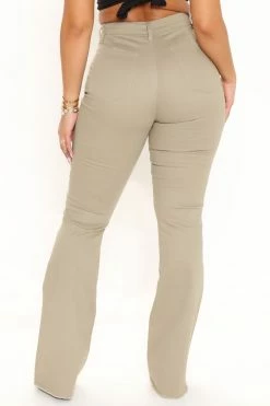 Fashion Nova Valentina High Rise Flare Jeans - Khaki