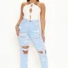Wholesale 🌟 Fashion Nova Reminding Me High Rise Straight Leg 👖 Jeans - Light Blue Wash 😀 2 Fashion Nova Reminding Me High Rise Straight Leg Jeans - Light Blue Wash