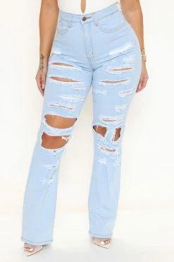 Fashion Nova Reminding Me High Rise Straight Leg Jeans - Light Blue Wash