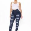Fashion Nova Hug So Tight Jeans - Dark Wash