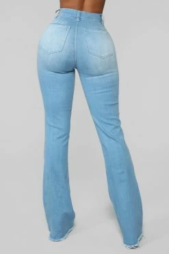 Fashion Nova Valentina High Rise Flare Jeans - Light Blue Wash