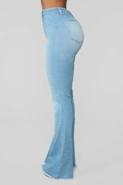 Fashion Nova Valentina High Rise Flare Jeans - Light Blue Wash